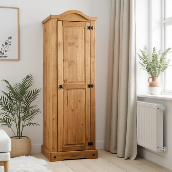 seconique Corona 1 Door Wardrobe Distressed Waxed Pine