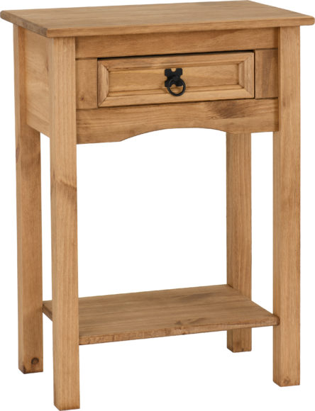 Seconique Corona 1 Drawer Console Table With Shelf Distressed Waxed Pine