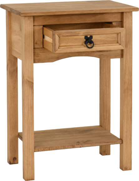Seconique Corona 1 Drawer Console Table With Shelf Distressed Waxed Pine