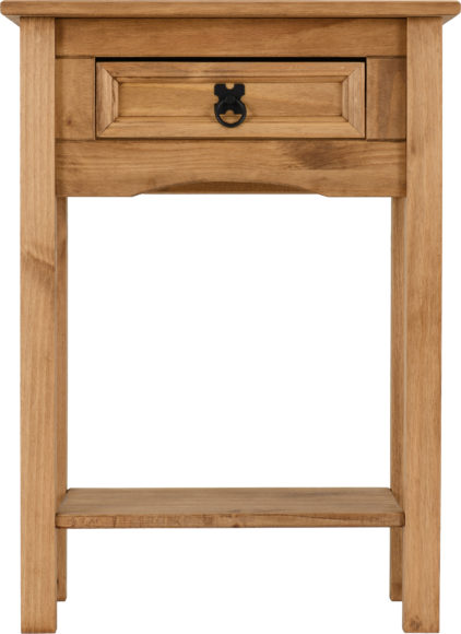 Seconique Corona 1 Drawer Console Table With Shelf Distressed Waxed Pine