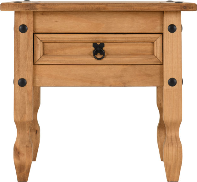 Seconique Corona 1 Drawer Lamp Table Distressed Waxed Pine