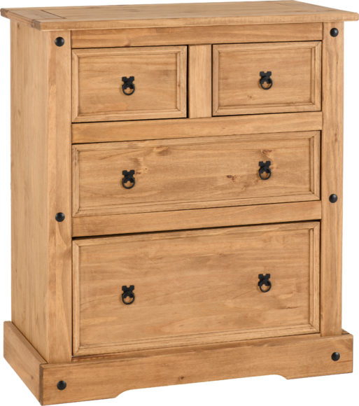 Seconique Corona 2+2 Drawer Chest Distressed Waxed Pine