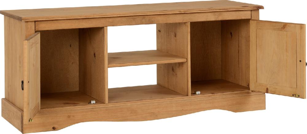Seconique Corona 2 Door 1 Shelf Flat Screen TV Unit Distressed Waxed Pine