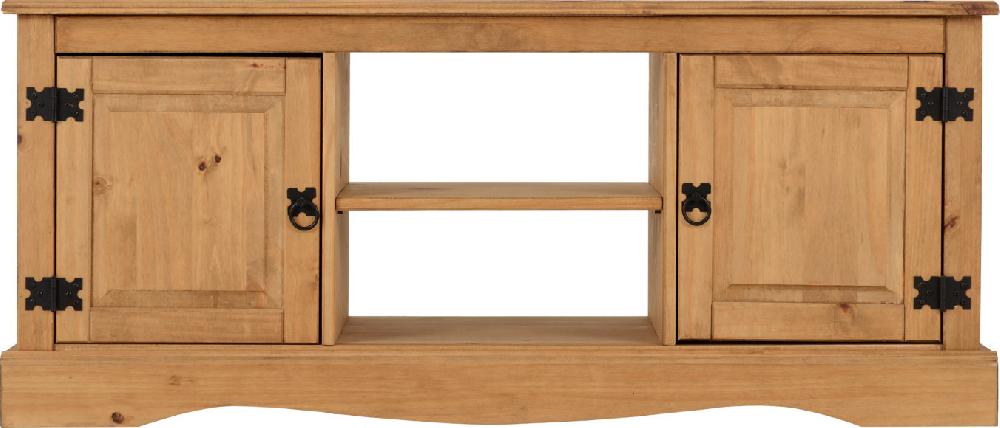 Seconique Corona 2 Door 1 Shelf Flat Screen TV Unit Distressed Waxed Pine