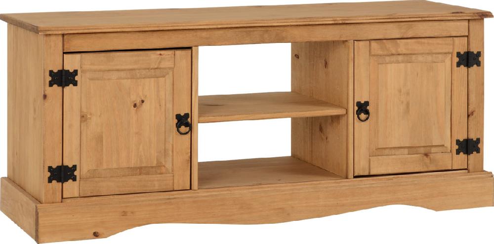 seconique Corona 2 Door 1 Shelf Flat Screen TV Unit Distressed Waxed Pine