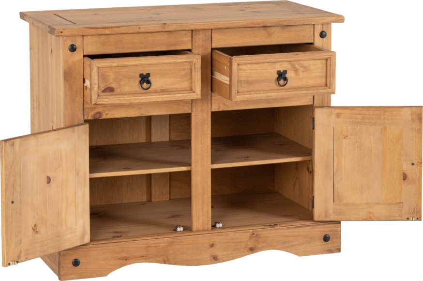 Seconique Corona 2 Door 2 Drawer Sideboard Distressed Waxed Pine