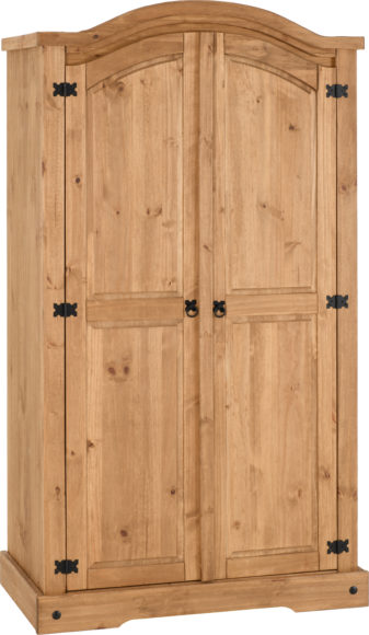 Seconique Corona 2 Door Wardrobe Distressed Waxed Pine