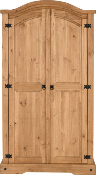 Seconique Corona 2 Door Wardrobe Distressed Waxed Pine
