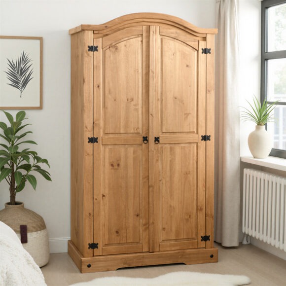 seconique Corona 2 Door Wardrobe Distressed Waxed Pine