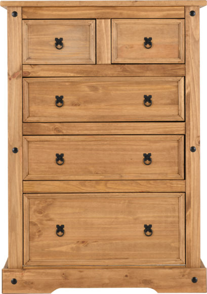 Seconique Corona 3+2 Drawer Chest Distressed Waxed Pine
