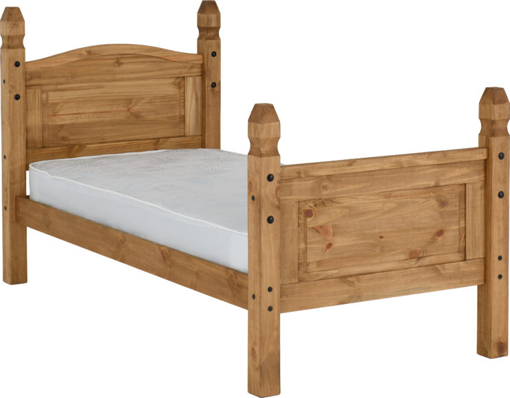 Seconique Corona 3' Bed High Foot End Distressed Waxed Pine