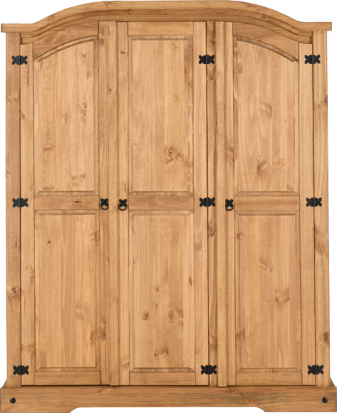 Seconique Corona 3 Door Wardrobe Distressed Waxed Pine