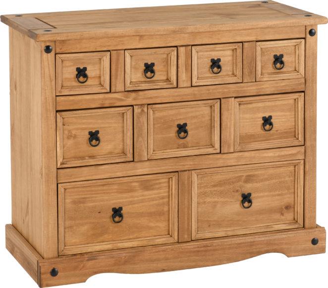 Seconique Corona 4+3+2 Drawer Merchant Chest Distressed Waxed Pine
