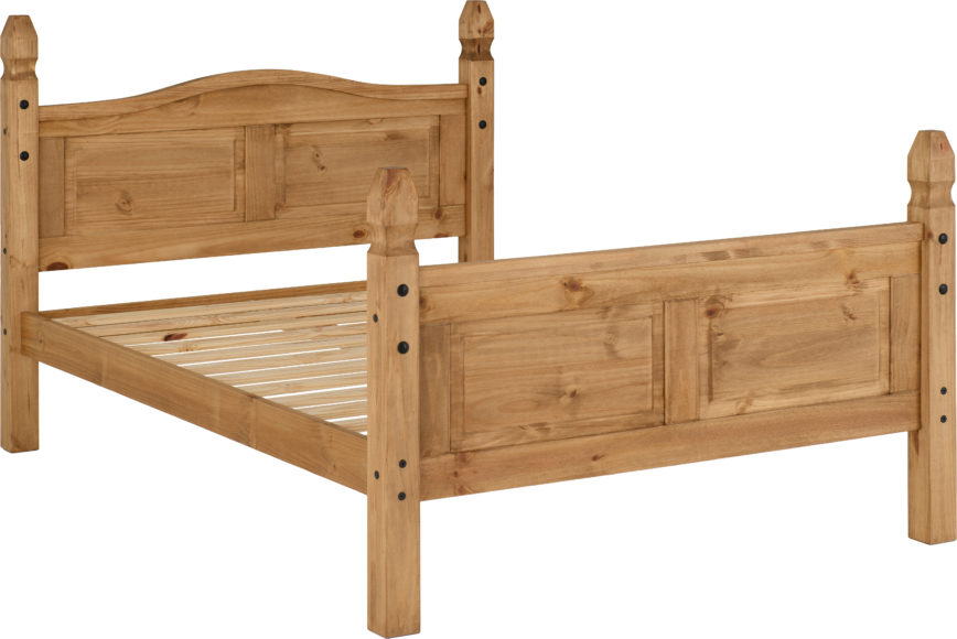Seconique Corona 4'6" Bed High Foot End Distressed Waxed Pine