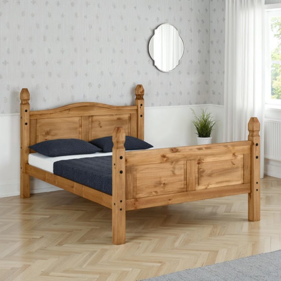 seconique Corona 4'6" Bed High Foot End Distressed Waxed Pine