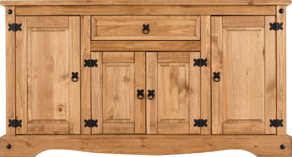 Seconique Corona 4 Door 1 Drawer Sideboard Distressed Waxed Pine