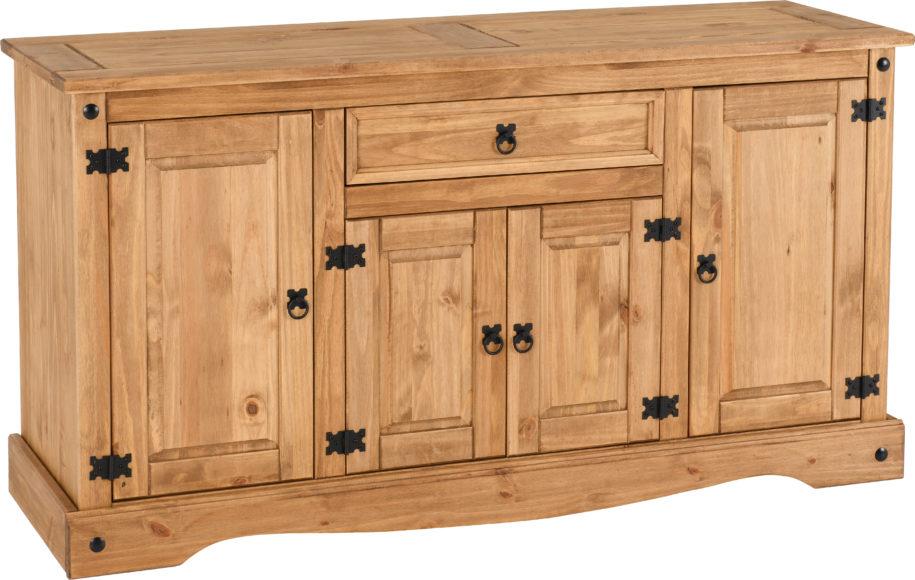 seconique Corona 4 Door 1 Drawer Sideboard Distressed Waxed Pine