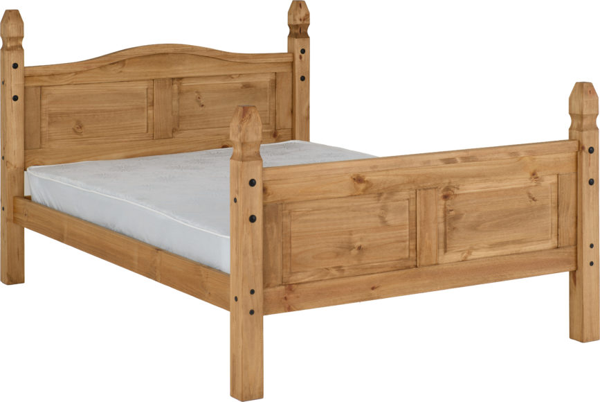 Seconique Corona 5' Bed High Foot End Distressed Waxed Pine