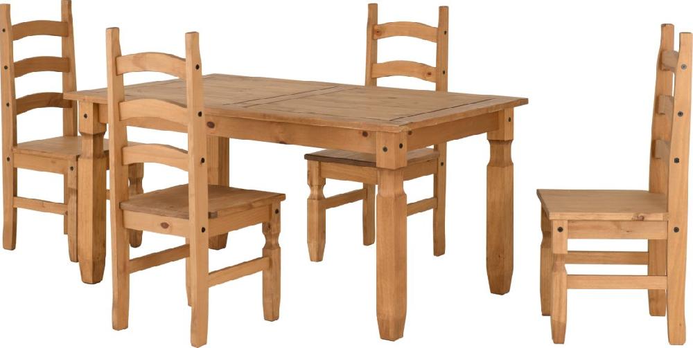 Seconique Corona 5' Dining Set Distressed Waxed Pine