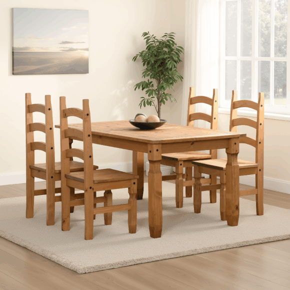 seconique Corona 5' Dining Set Distressed Waxed Pine