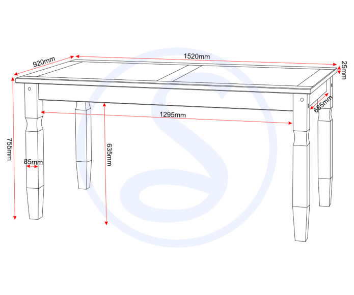 Seconique Corona 5' Dining Table Distressed Waxed Pine