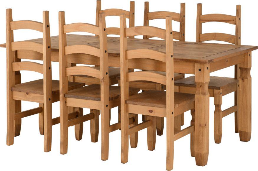 Seconique Corona 6' Dining Set Distressed Waxed Pine