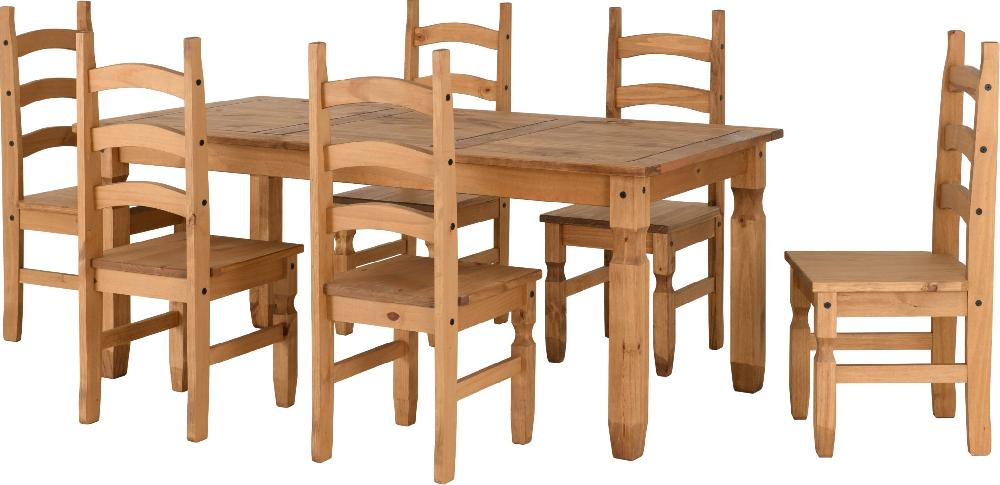 Seconique Corona 6' Dining Set Distressed Waxed Pine