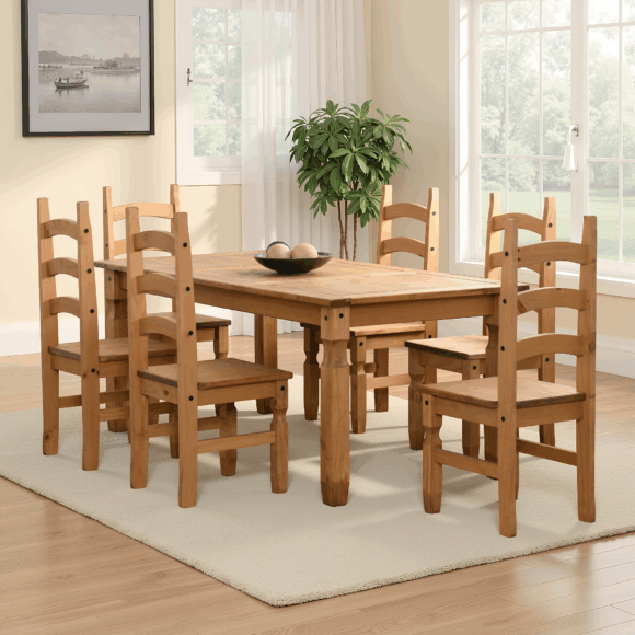 seconique Corona 6' Dining Set Distressed Waxed Pine