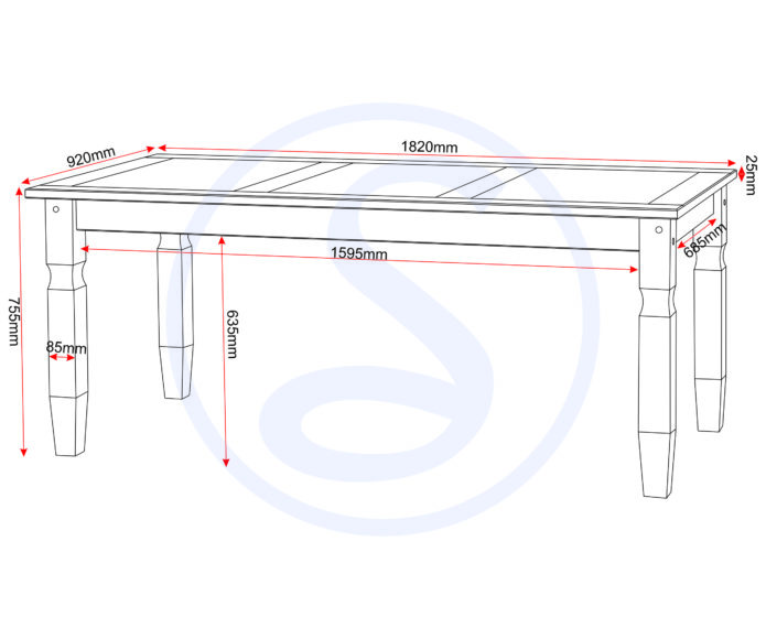 Seconique Corona 6' Dining Table Distressed Waxed Pine