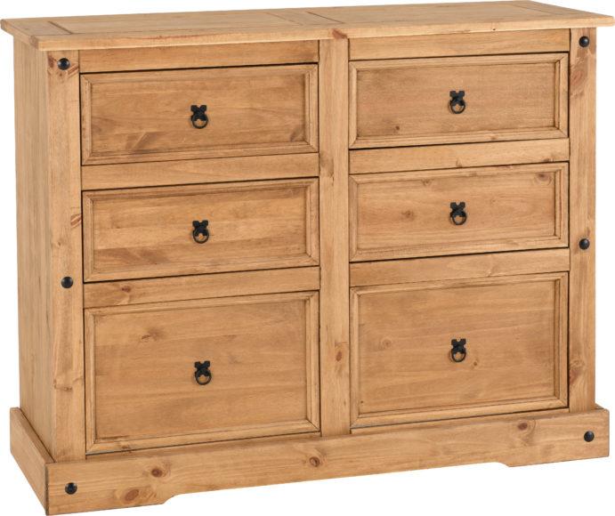 Seconique Corona 6 Drawer Chest Distressed Waxed Pine