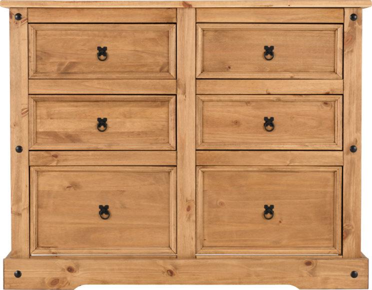 Seconique Corona 6 Drawer Chest Distressed Waxed Pine