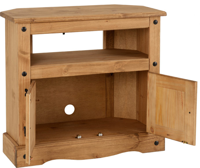 Seconique Corona Corner TV Cabinet Distressed Waxed Pine