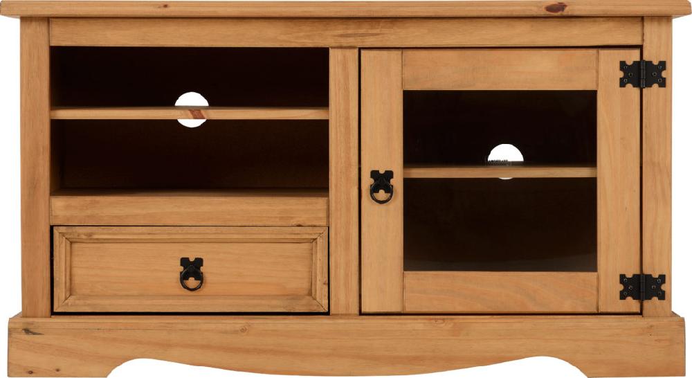 Seconique Corona Entertainment Unit Distressed Waxed Pine/Glass