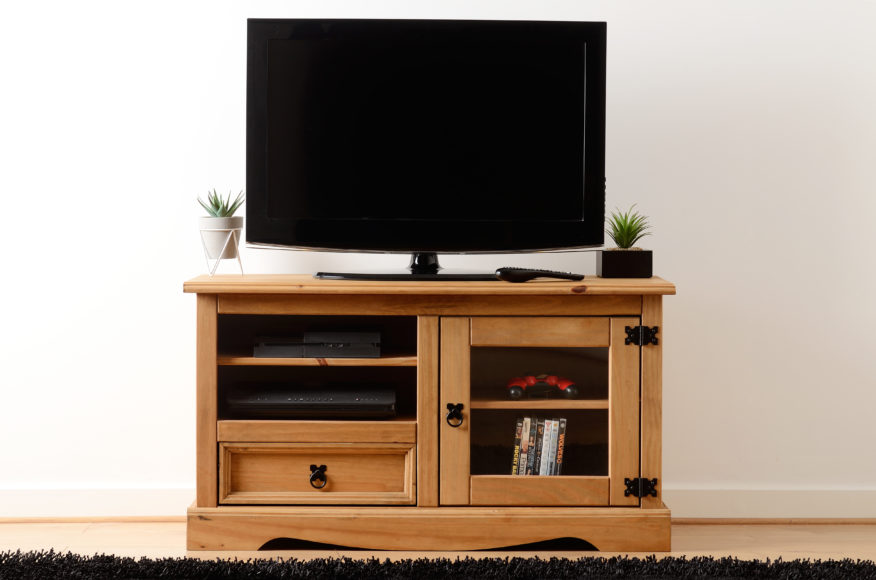 seconique Corona Entertainment Unit Distressed Waxed Pine/Glass
