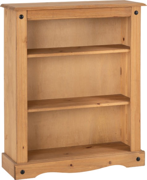 Seconique Corona Low Bookcase Distressed Waxed Pine
