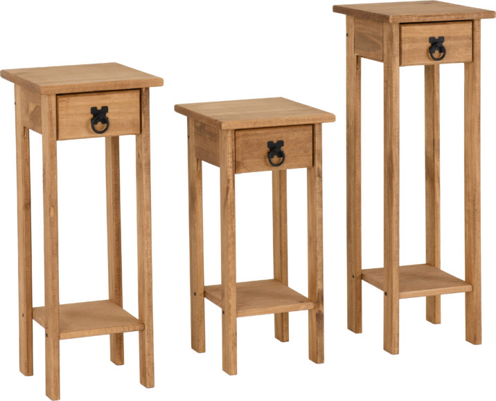 Seconique Corona Plant Stands (Set Of 3) Distressed Waxed Pine