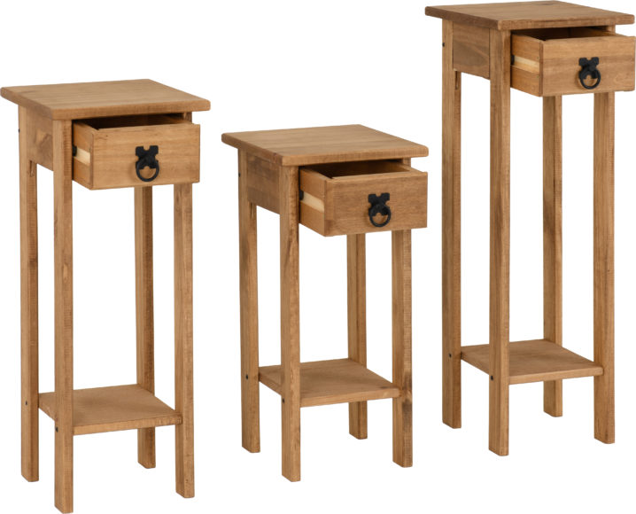 Seconique Corona Plant Stands (Set Of 3) Distressed Waxed Pine