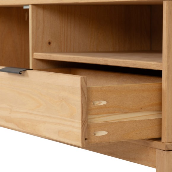 Seconique Corona Rattan 1 Door 1 Drawer TV Unit Distressed Wax Pine/Rattan Effect