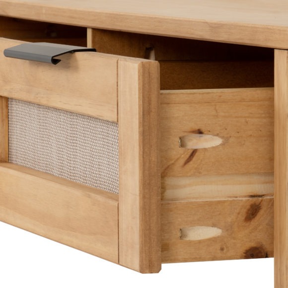 Seconique Corona Rattan 2 Drawer Coffee Table Distressed Wax Pine/Rattan Effect