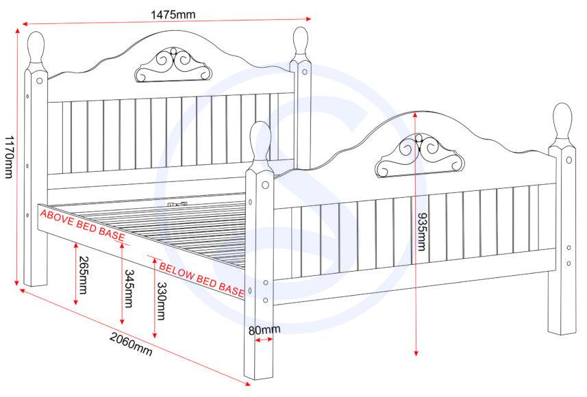 Seconique Corona Scroll 4'6" Bed High Foot End Distressed Waxed Pine