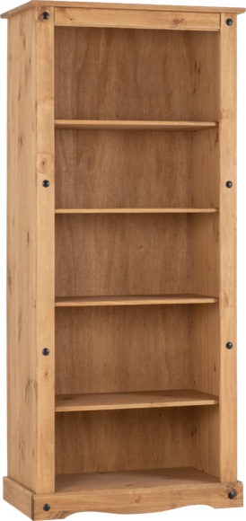 Seconique Corona Tall Bookcase Distressed Waxed Pine