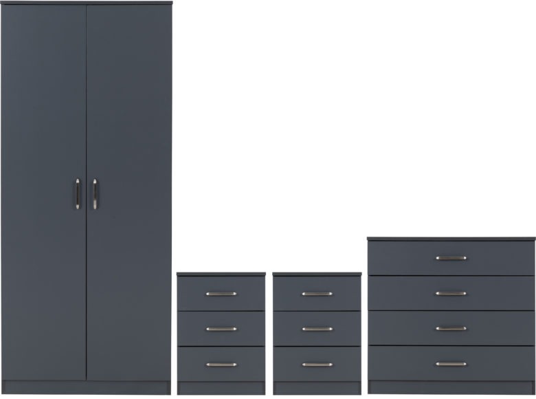 Seconique Dakota 2 Door Wardrobe Bedroom Set Dark Grey