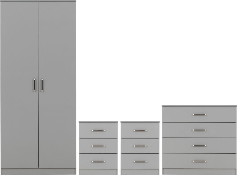 Seconique Dakota 2 Door Wardrobe Bedroom Set Light Grey