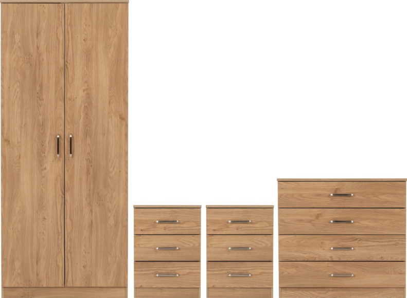 Seconique Dakota 2 Door Wardrobe Bedroom Set Oak Effect