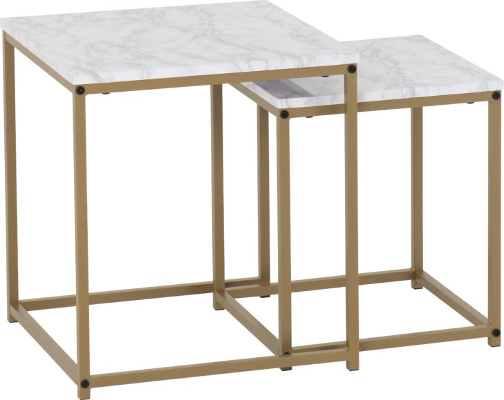 Seconique Dallas Nest Of 2 Tables Marble/Gold Effect