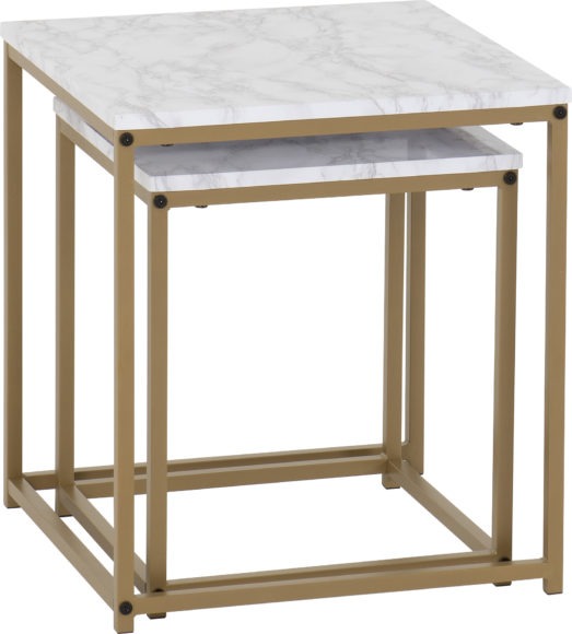 Seconique Dallas Nest Of 2 Tables Marble/Gold Effect
