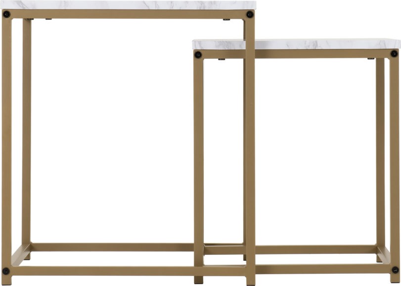 Seconique Dallas Nest Of 2 Tables Marble/Gold Effect
