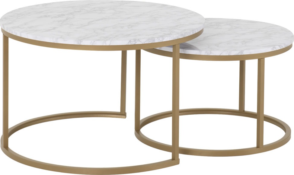 seconique Dallas Round Coffee Table Set Marble/Gold Effect