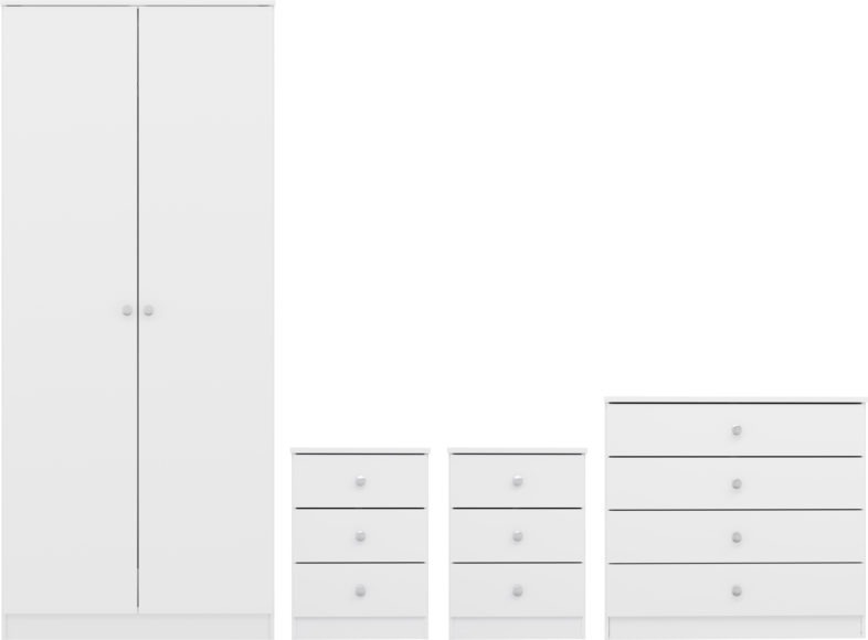 seconique Denver 2 Door Wardrobe Bedroom Set White Gloss