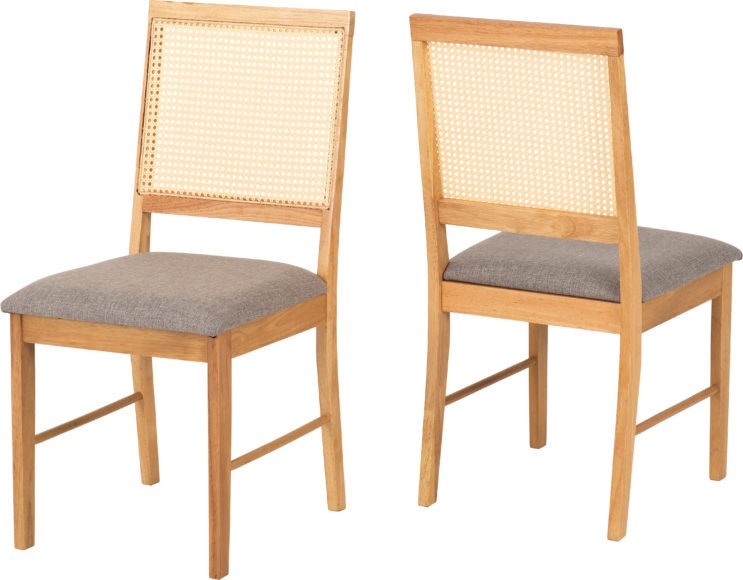 seconique Ellis Chair (Box of 2) Oak Effect/Grey Fabric